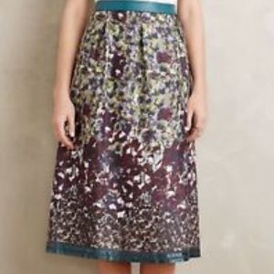 Painted Petal Silk Midi Skirt